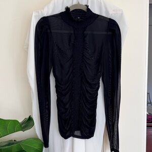 NWOT Buffalo David Bitton Black Mesh Detail Top Size Small